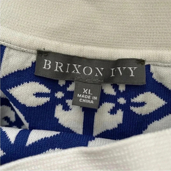 XL Brixon Ivy Blue and White Printed Fitted Pencil Skirt - Picture 3 of 3
